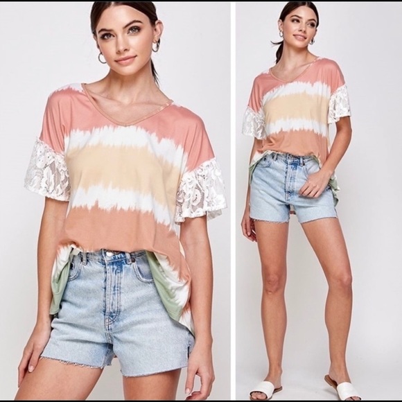 Kala Vella Tops - New! Soft Pretty Tie Dye with Lace sleeves
